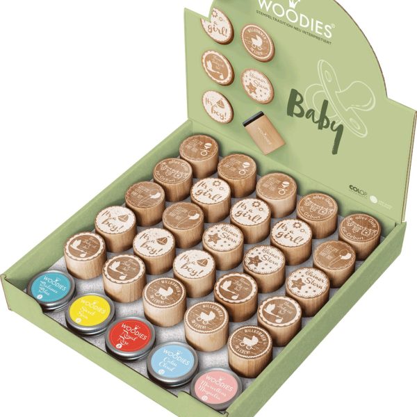 COLOP Woodies Display Baby 151335 25 Stempel, 5 Kissen