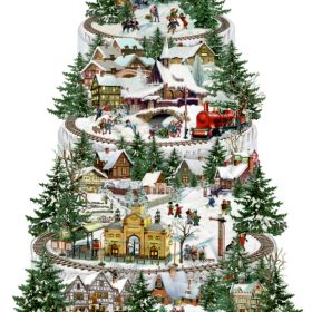 COPPENRATH Adventskalender 38x60cm 71890 Eisenbahn Tanne