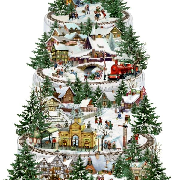 COPPENRATH Adventskalender 38x60cm 71890 Eisenbahn Tanne