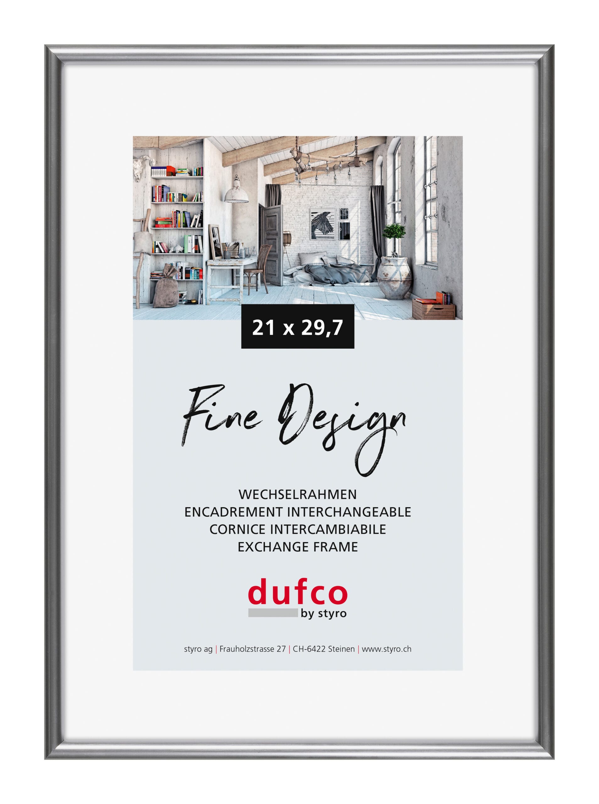 DUFCO-1400.40027-7610259400273 DUFCO Bilderrahmen 21x29.7cm 1400.40027 Fine Design silber – Hochwertig & günstig bei ShopDeca