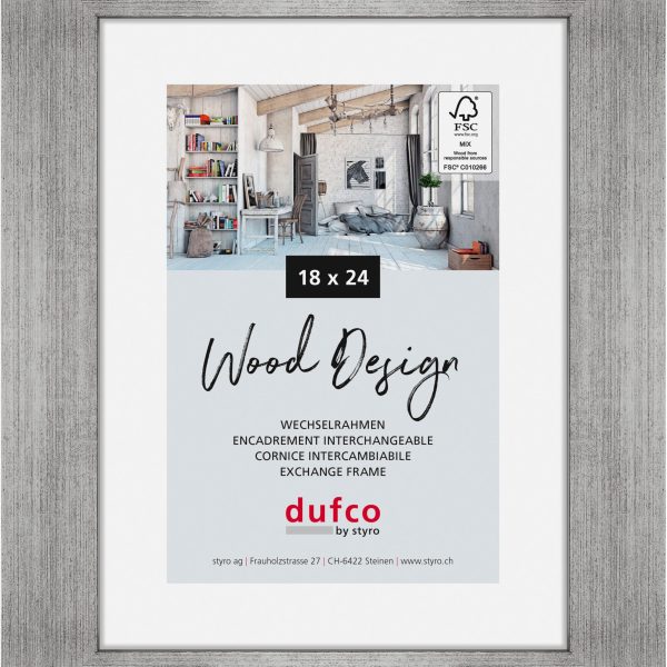 DUFCO Holz-Bilderrahmen 18x24cm 1610.80068 Larisis silber