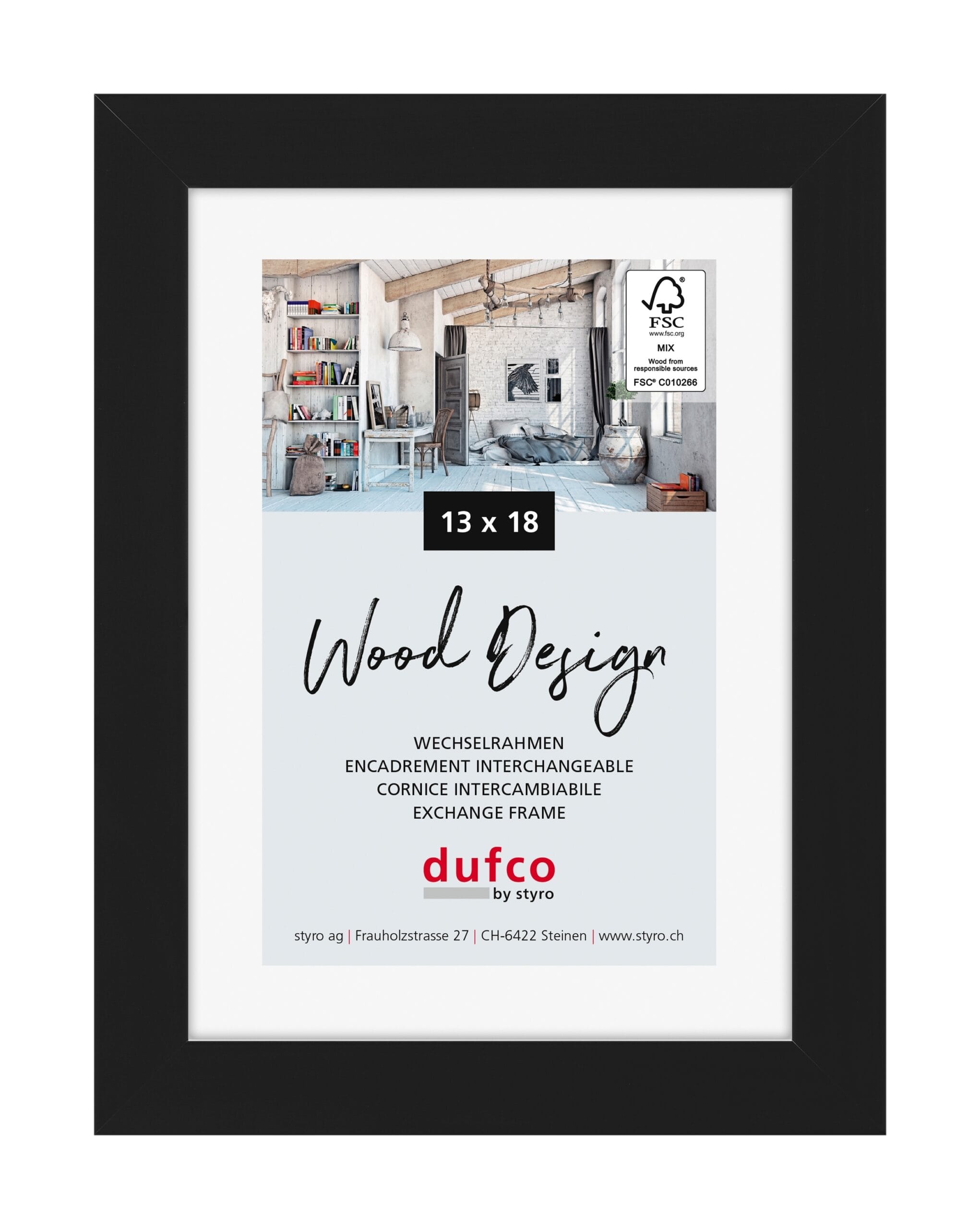 DUFCO-1610.80103-7610259801032 DUFCO Holz-Bilderrahmen 13x18cm 1610.80103 Toronto schwarz – Hochwertig & günstig bei ShopDeca