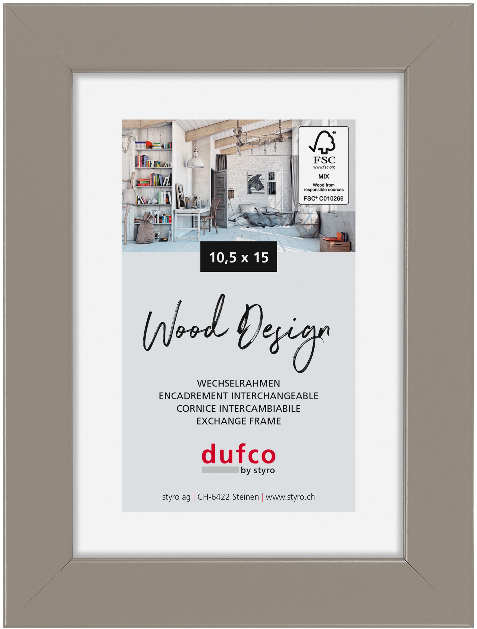 DUFCO-1610.80660-7610259806600 DUFCO Holz-Bilderrahmen 10.5x15cm 1610.80660 Toronto grau – Hochwertig & günstig bei ShopDeca