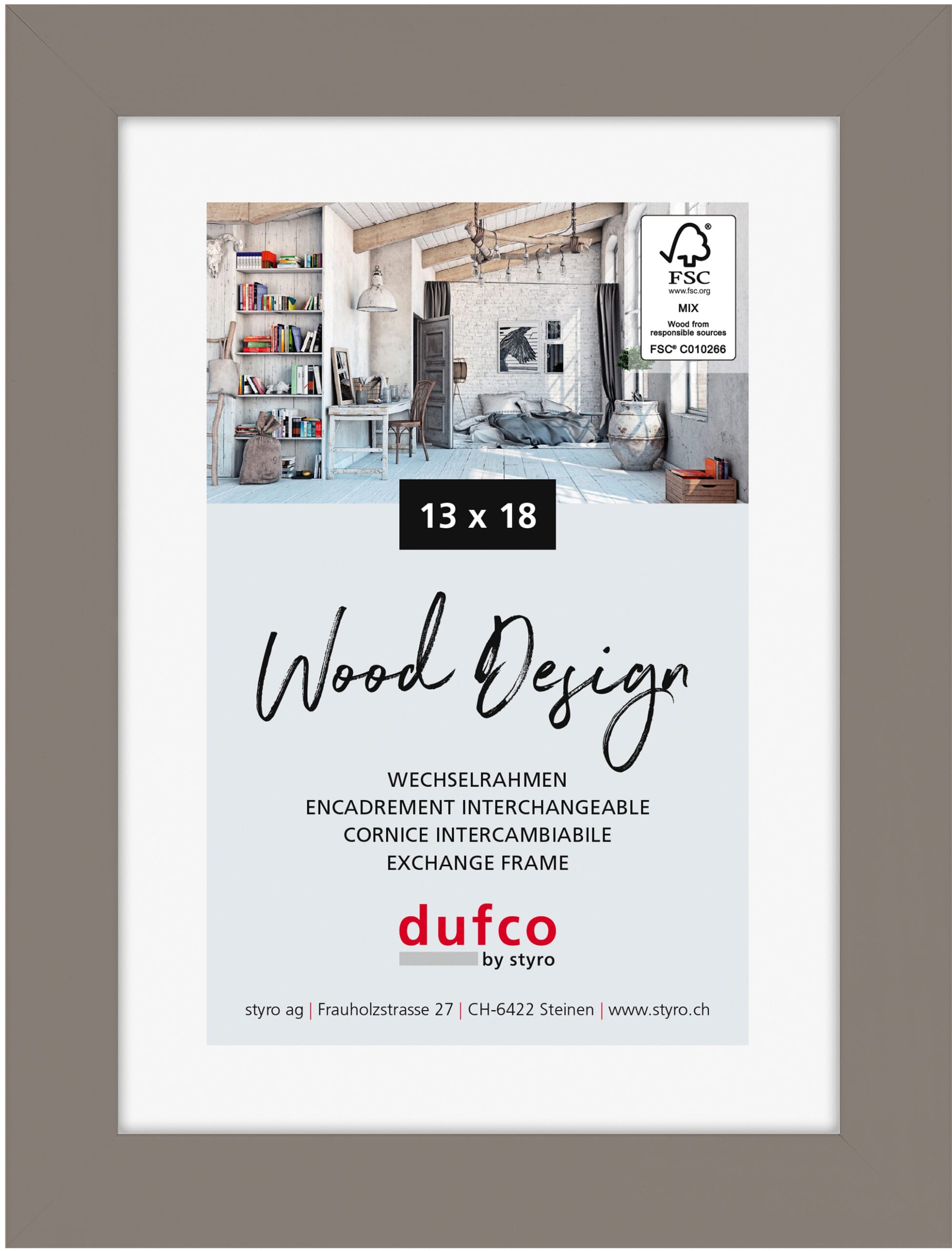 DUFCO-1610.80661-7610259806617 DUFCO Holz-Bilderrahmen 13x18cm 1610.80661 Toronto grau – Hochwertig & günstig bei ShopDeca