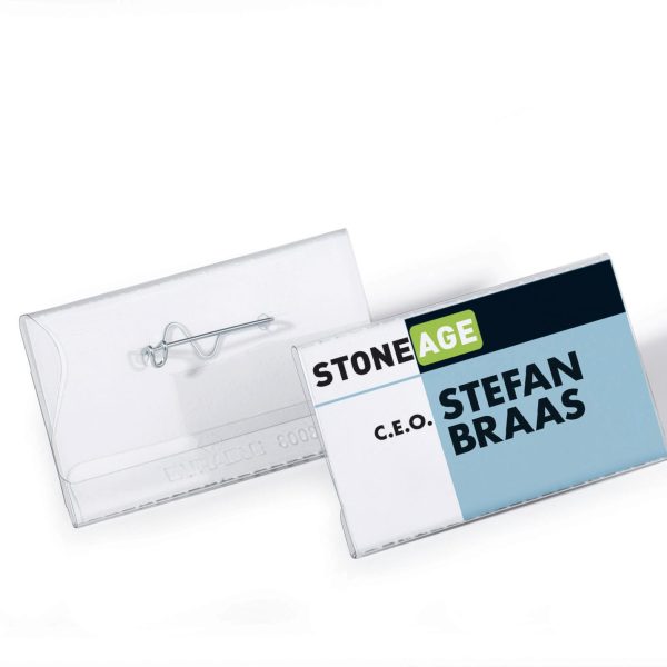 DURABLE Namensschilder Wellennadel 800819 transp., PVC, 40x75mm 100 Stk.