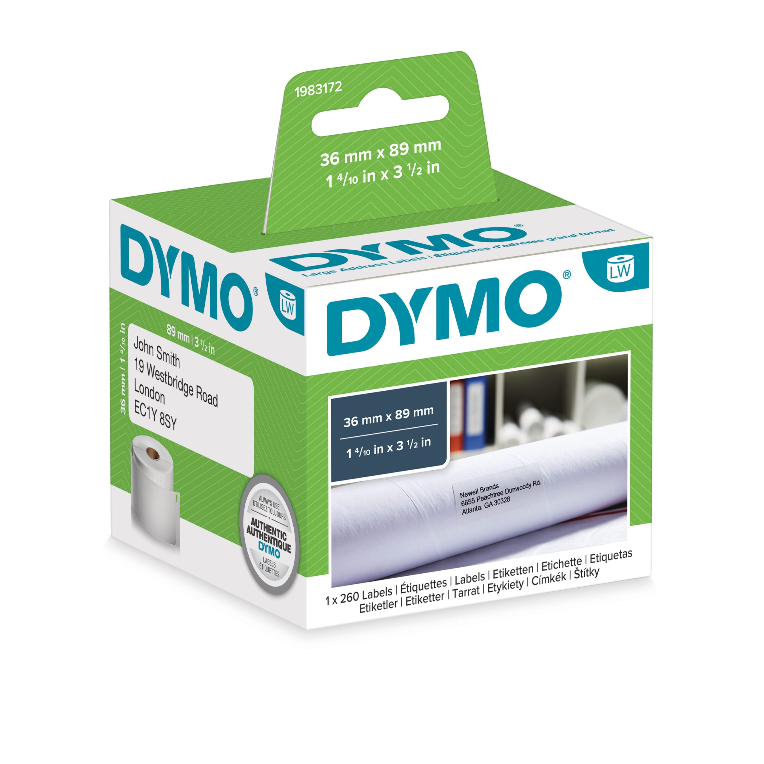DYMO-1983172-3501179831725 DYMO Adress-Etiketten 89x36mm 1983172 weiss, Papier 1 Rl./260 Stk. – Hochwertig & günstig bei ShopDeca