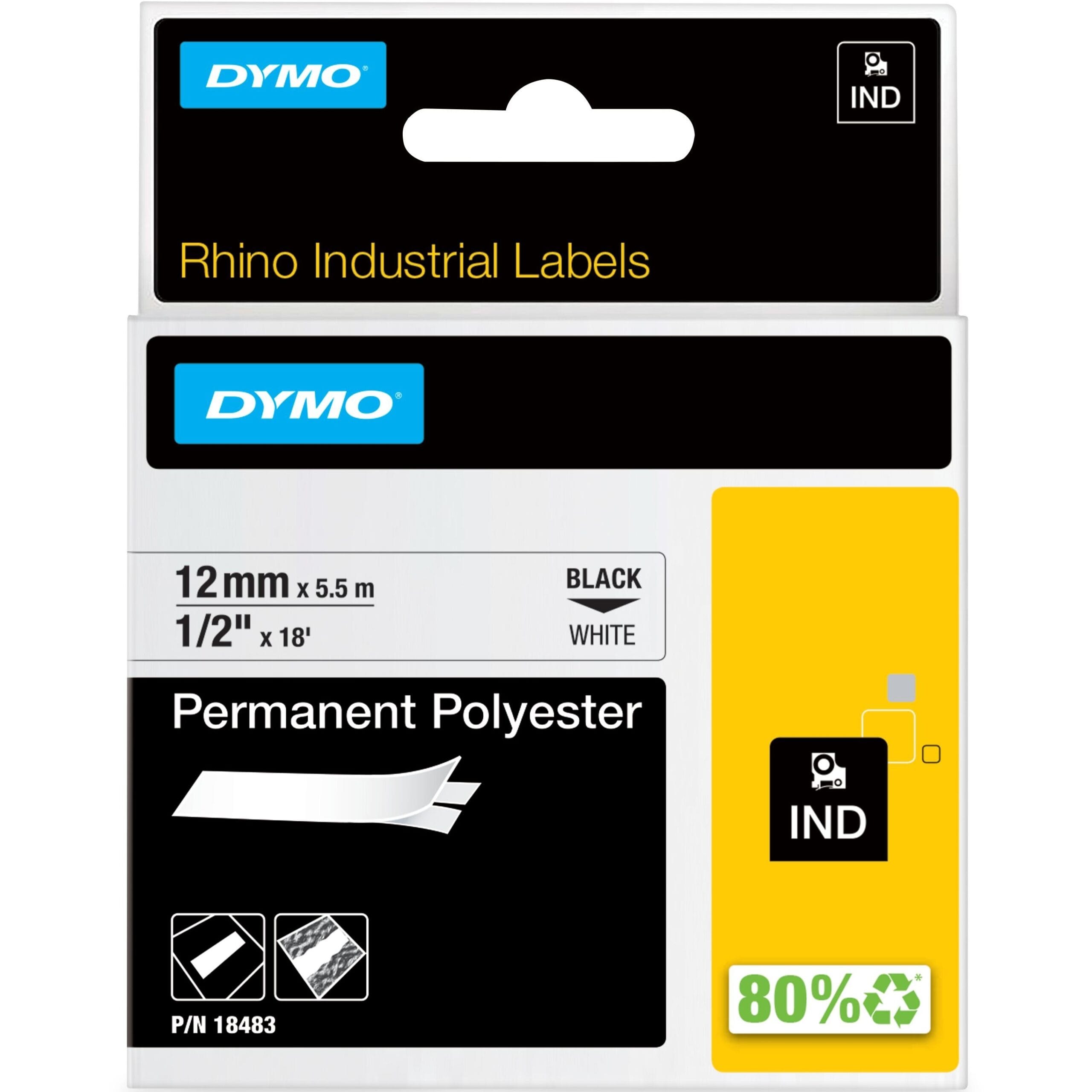 DYMO-S0718210-71701184832 DYMO Schriftband D1 weiss/schwarz S0718210 Polyester 12mm – Hochwertig & günstig bei ShopDeca