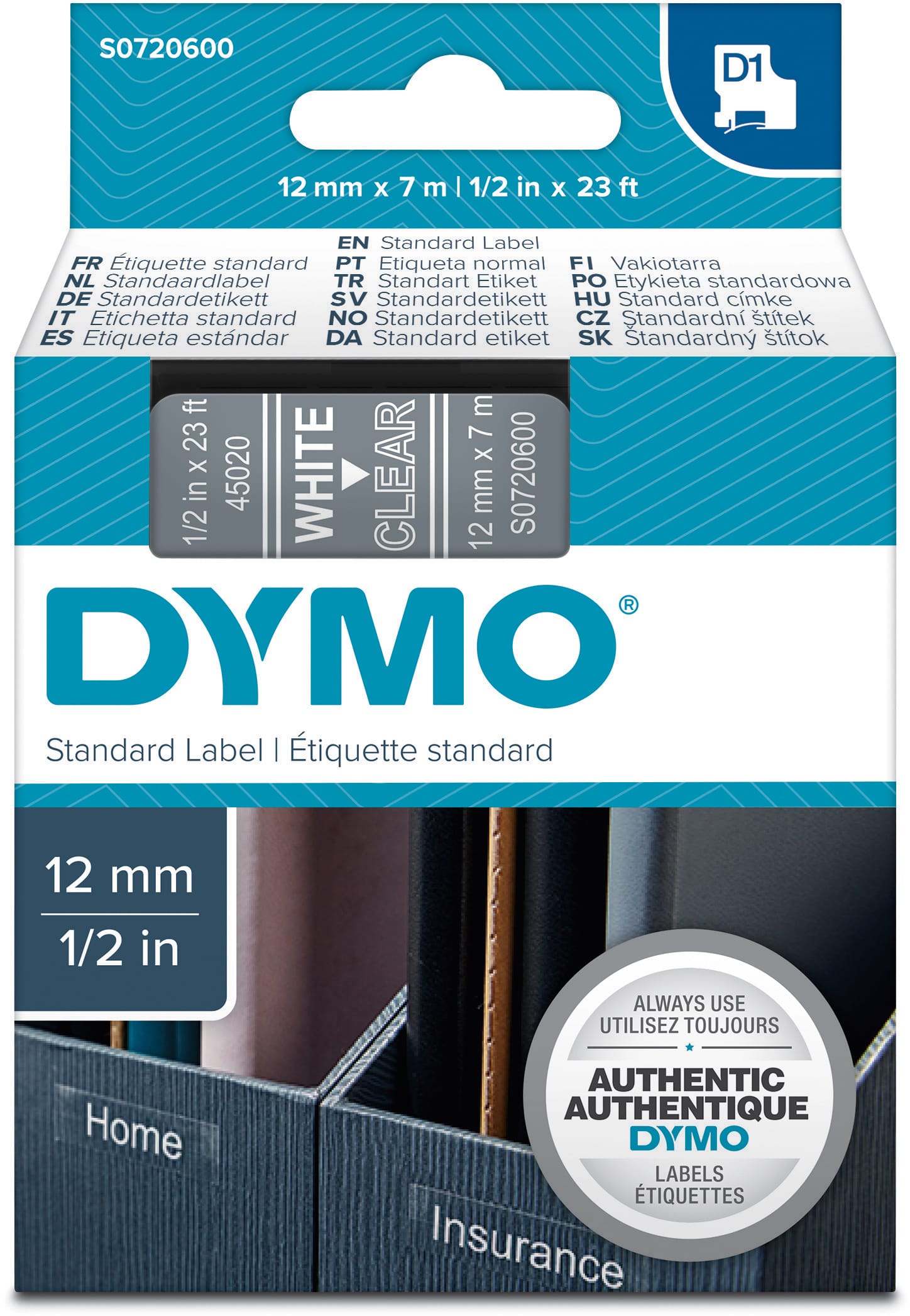 DYMO-S0720600-5411313450201 DYMO Schriftband D1 weiss/transp. S0720600 12mm/7m – Hochwertig & günstig bei ShopDeca