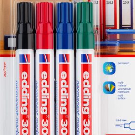 EDDING Permanent Marker 3000 1.5-3mm 3000BLI-1234 4 Farben ass. Blister