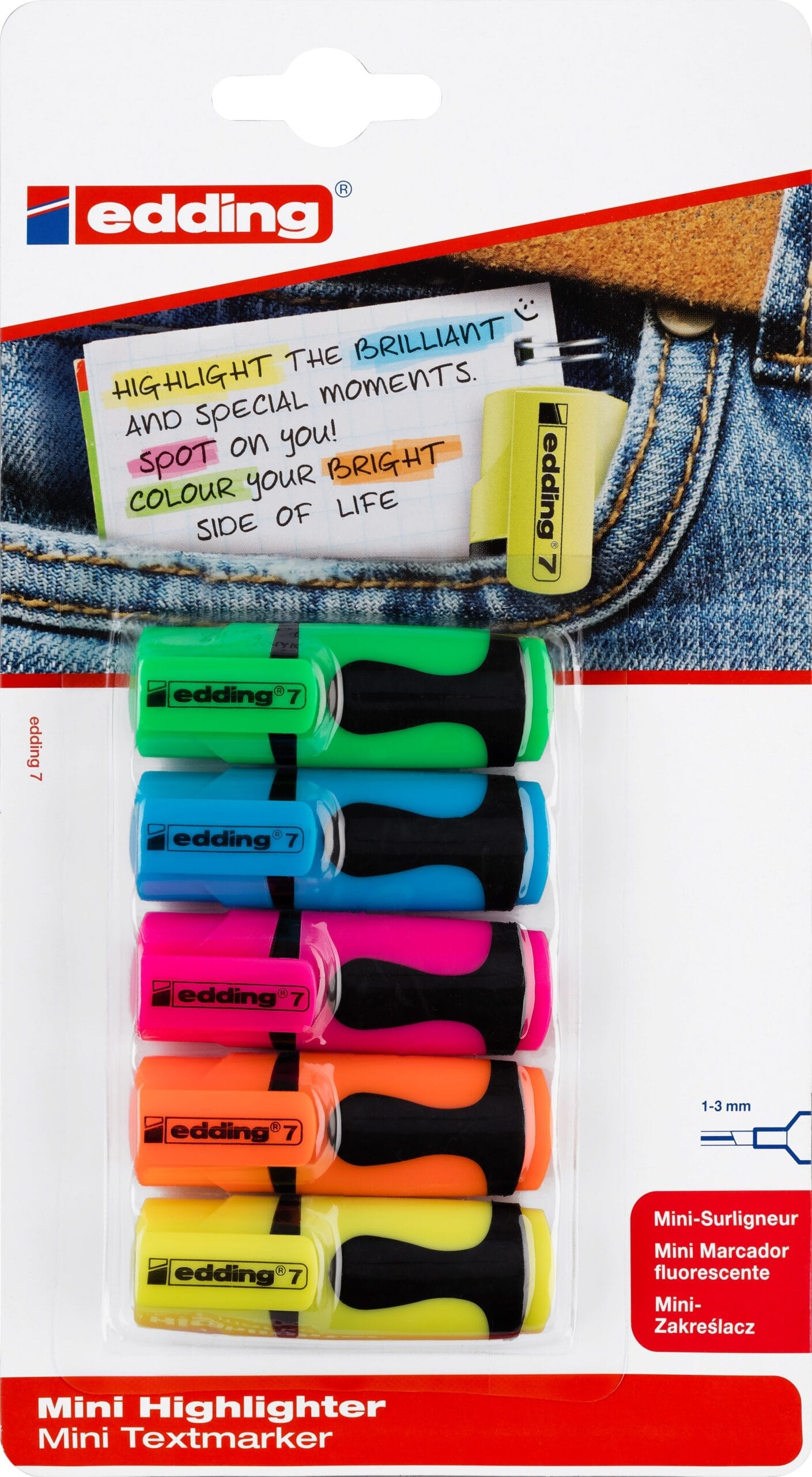 EDDING-7BLI-99-4004764958795 EDDING Textmarker Mini 1-3mm 7BLI-99 5 Farben ass. – Hochwertig & günstig bei ShopDeca