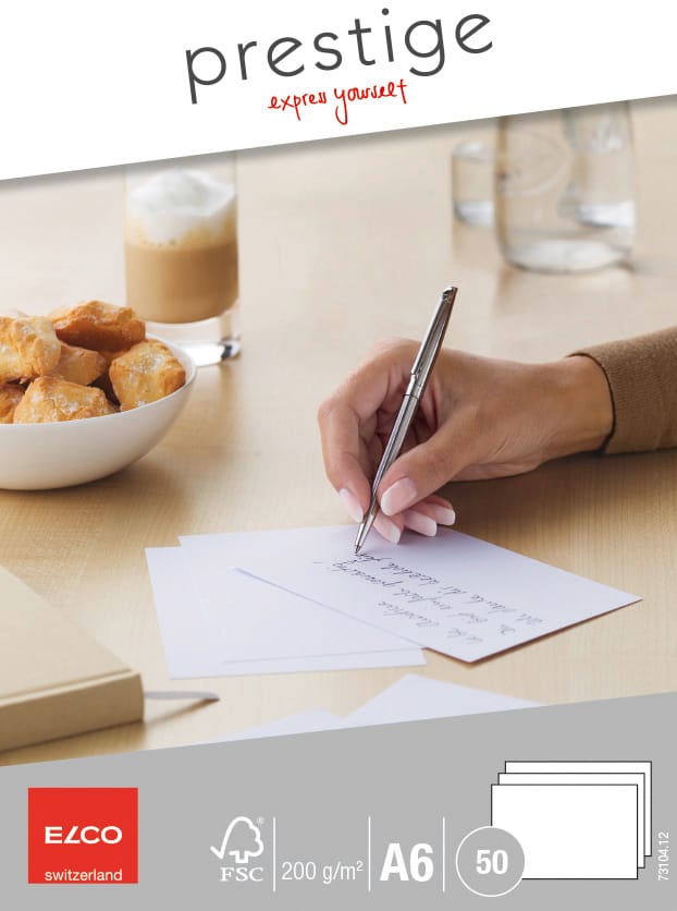 ELCO-73104.12-7610425256406 ELCO Schreibkarten Prestige A6 73104.12 200gm2,weiss,satiniert 50 Stk. – Hochwertig & günstig bei ShopDeca