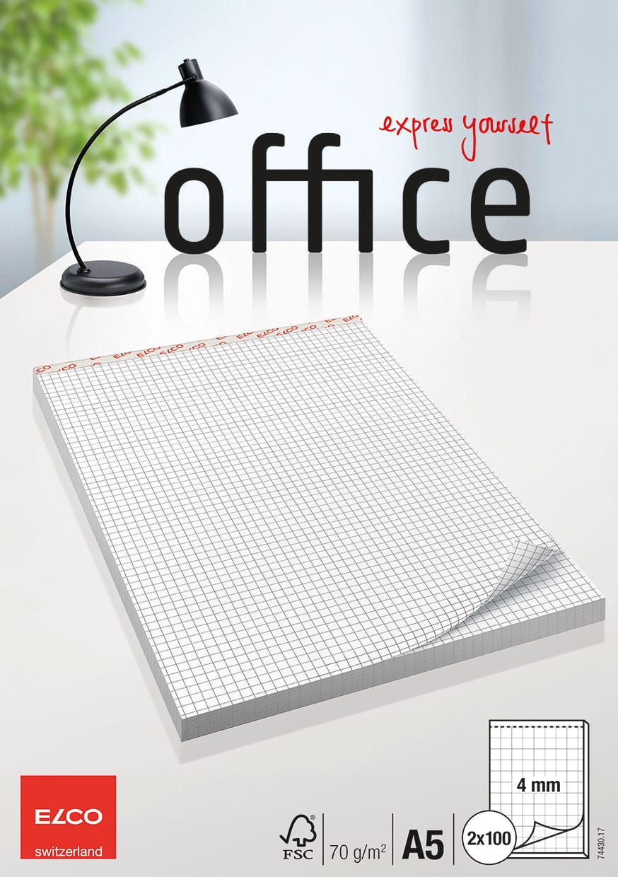 ELCO-74430.17-7610425353204 ELCO Notizblock kariert 4mm A5 74430.17 weiss, 70gm2 2x100 Blatt – Hochwertig & günstig bei ShopDeca