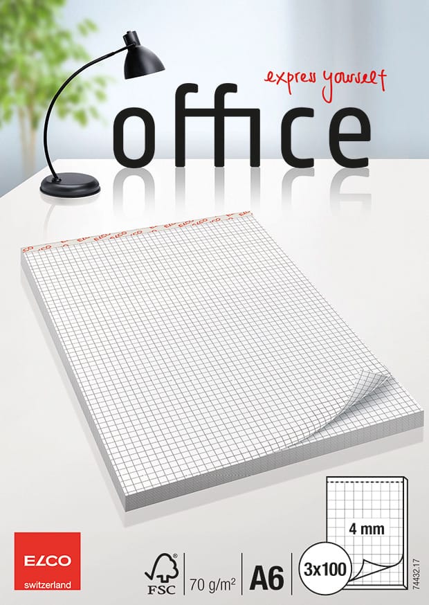 ELCO-74432.17-7610425353402 ELCO Notizblock kariert 4mm A6 74432.17 weiss, 70gm2 3x100 Blatt – Hochwertig & günstig bei ShopDeca