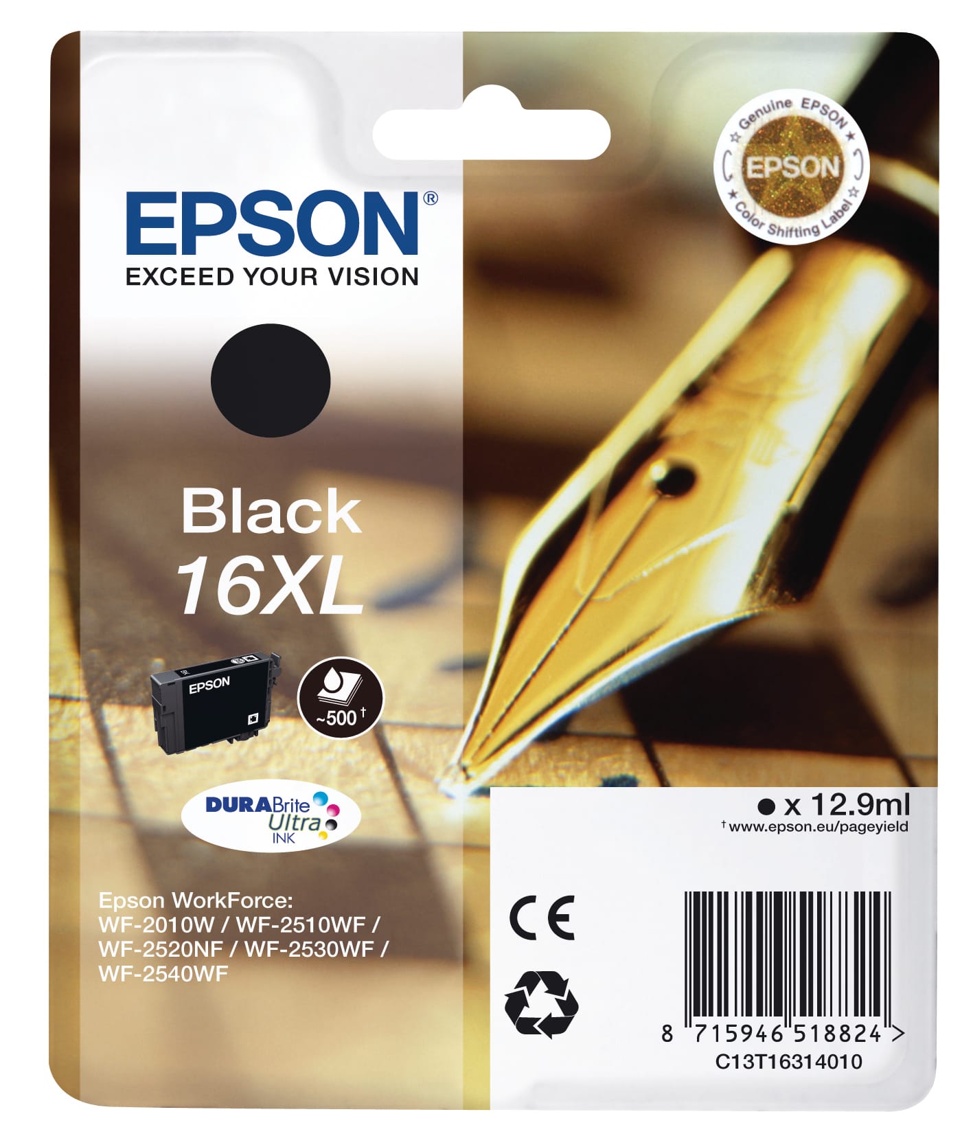 EPSON-T163140-8715946624983 EPSON Tintenpatrone 16XL schwarz T163140 WF 2010/2540 500 Seiten – Bild 1
