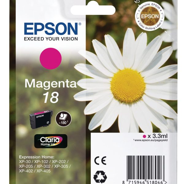 EPSON Tintenpatrone magenta T180340 XP 30/405 180 Seiten