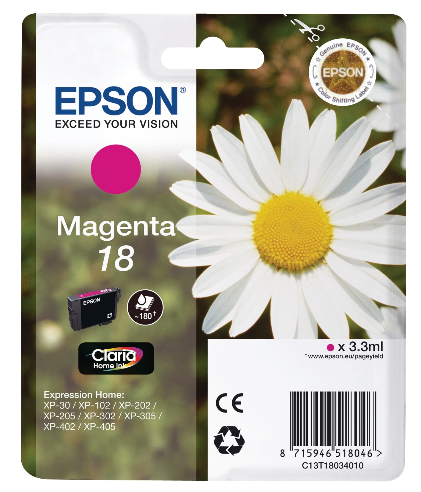 EPSON-T180340-8715946625140 EPSON Tintenpatrone magenta T180340 XP 30/405 180 Seiten – Hochwertig & günstig bei ShopDeca