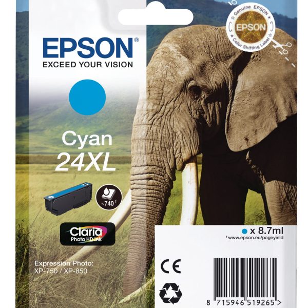 EPSON Tintenpatrone 24XL cyan T243240 XP 750/850 500 Seiten
