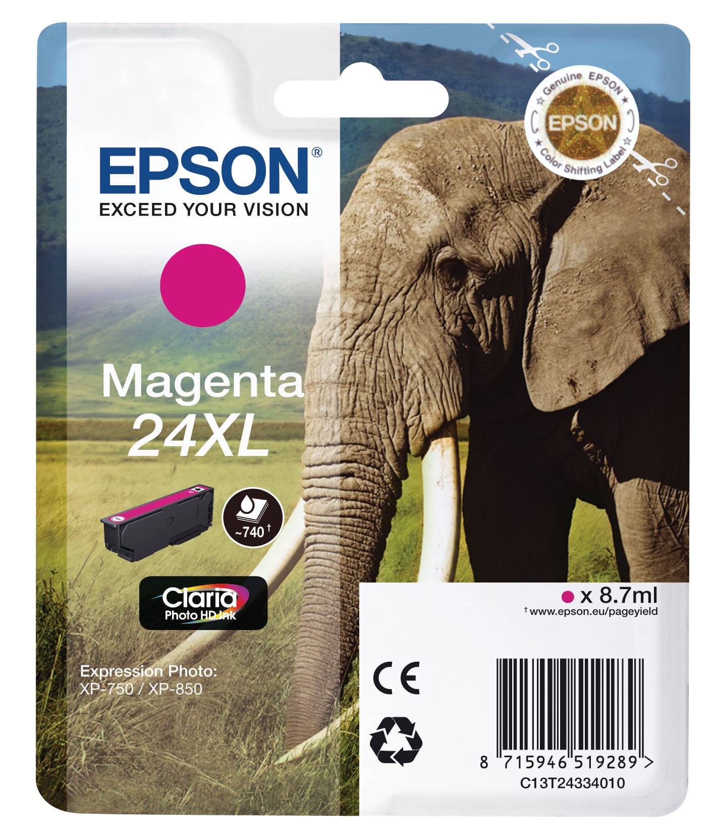 EPSON-T243340-8715946625461 EPSON Tintenpatrone 24XL magenta T243340 XP 750/850 500 Seiten – Hochwertig & günstig bei ShopDeca