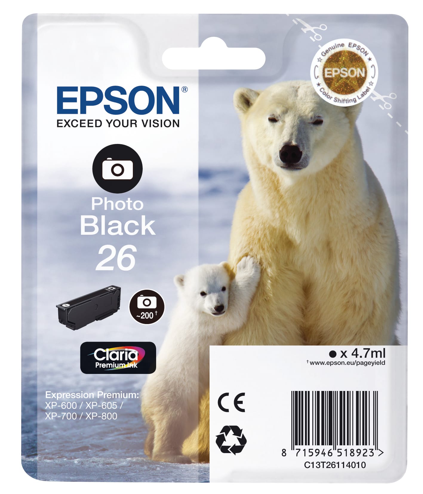 EPSON-T261140-8715946625560 EPSON Tintenpatrone photo schwarz T261140 XP 700/800 200 Seiten – Hochwertig & günstig bei ShopDeca