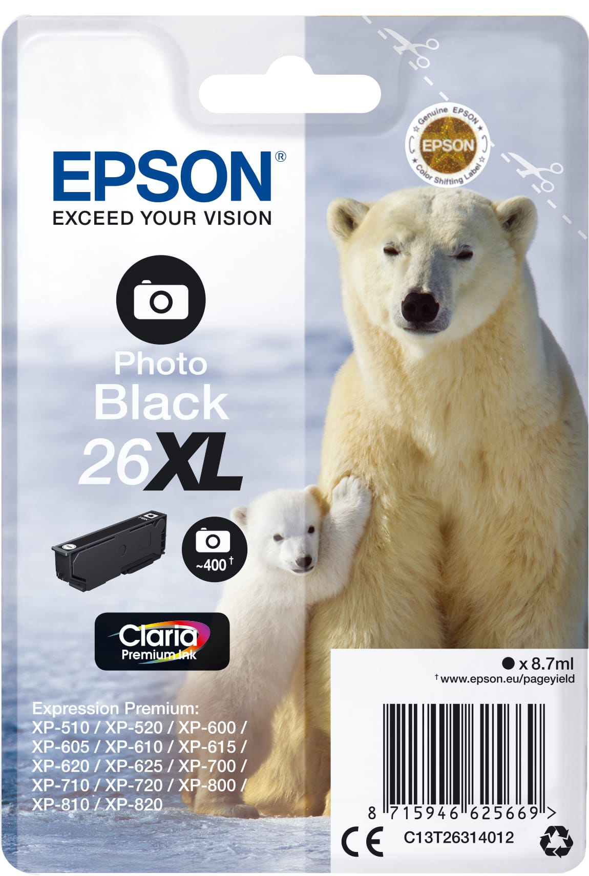 EPSON-T263140-8715946625669 EPSON Tintenpatrone 26XL ph.schwarz T263140 XP 700/800 400 Seiten – Hochwertig & günstig bei ShopDeca