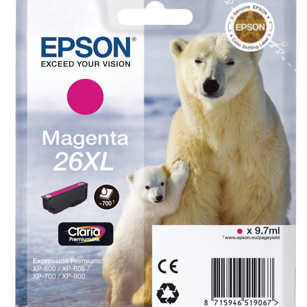 EPSON Tintenpatrone 26XL magenta T263340 XP 700/800 700 Seiten