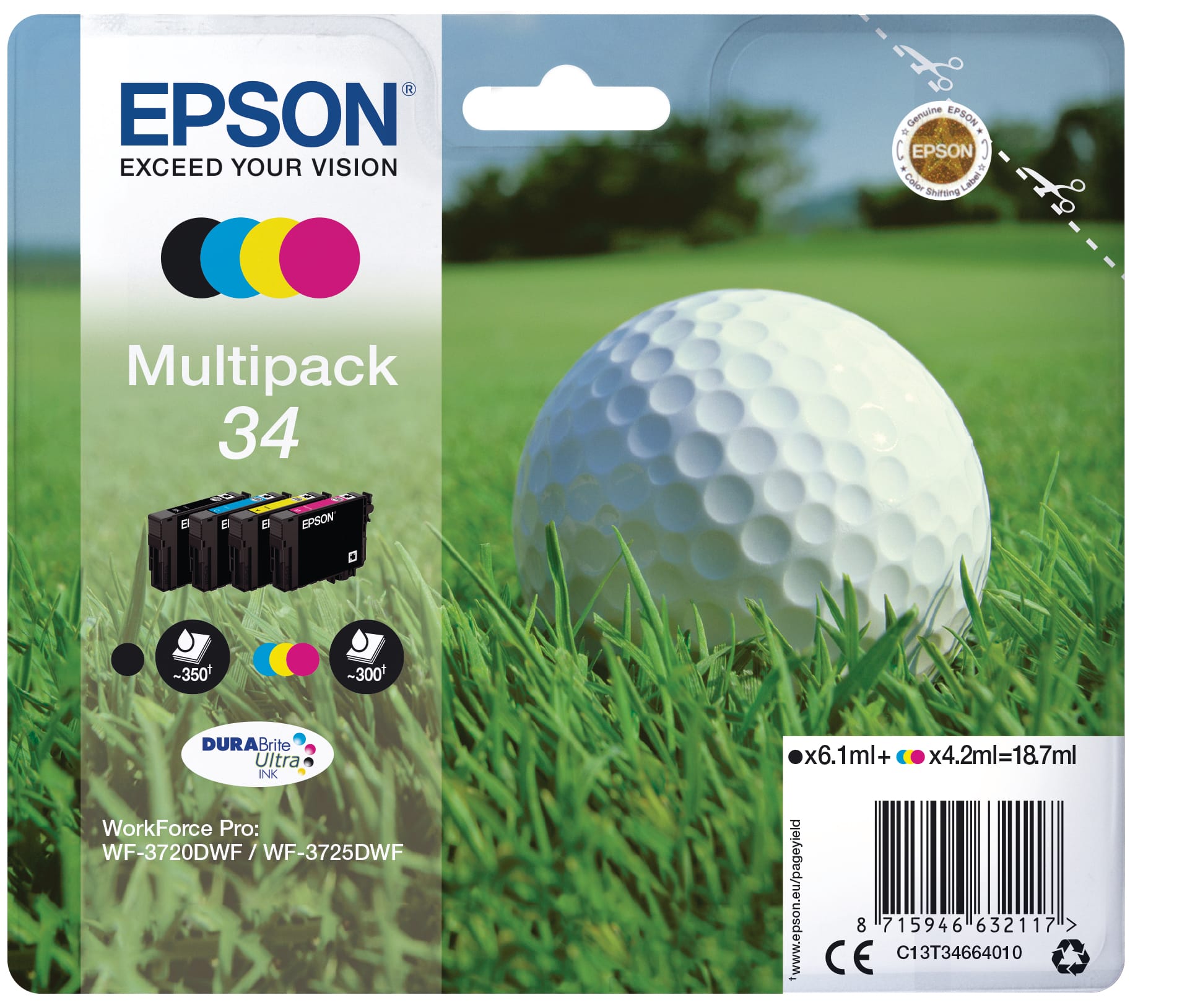 EPSON-T346640-8715946632117 EPSON Multipack Tinte CMYBK T346640 WF-3720/3725DWF 4-color – Hochwertig & günstig bei ShopDeca