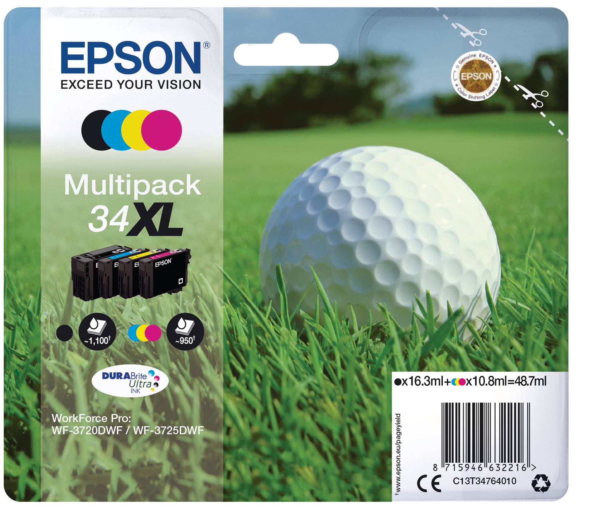 EPSON-T347640-8715946632216 EPSON Multipack Tinte XL CMYBK T347640 WF-3720/3725DWF 4-color – Hochwertig & günstig bei ShopDeca