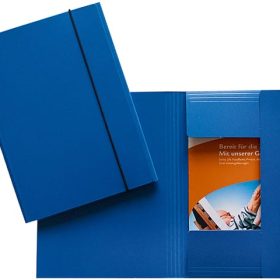 EROLA Gummibandmappe 500my A5 33195 blau Pressspan 3 Klappen