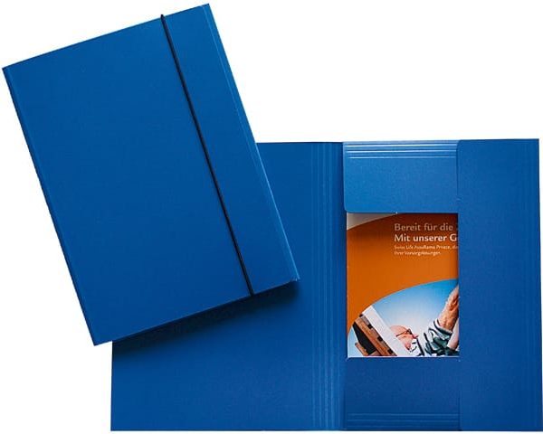 EROLA Gummibandmappe 500my A5 33195 blau Pressspan 3 Klappen