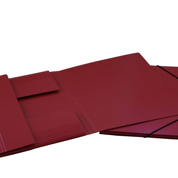 EROLA Gummibandmappe 650my A4 33299 rot Pressspan 3 Klappen