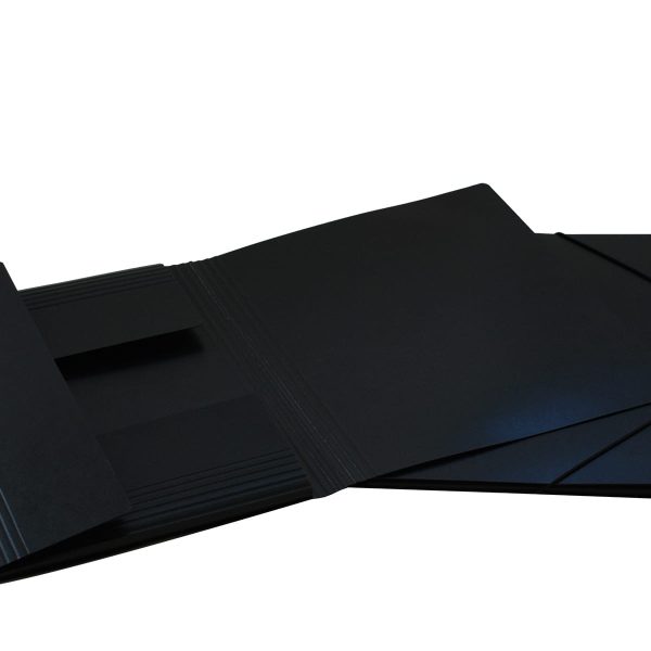 EROLA Gummibandmappe 650my A4 33299 schwarz Pressspan 3 Klappen