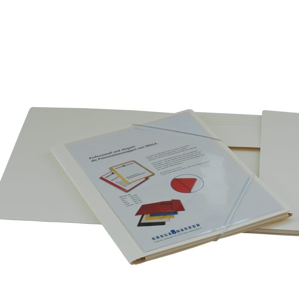 EROLA Gummibandmappe 650my A4 33299S weiss Pressspan m. Fronttasche