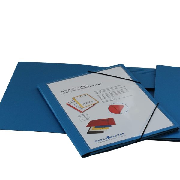 EROLA Gummibandmappe 650my A4 33299S blau Pressspan mit Fronttasche