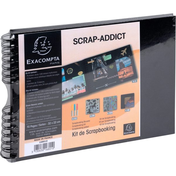 EXACOMPTA Kit Scrapbooking 32x22cm 16801E schwarz 70 Seiten