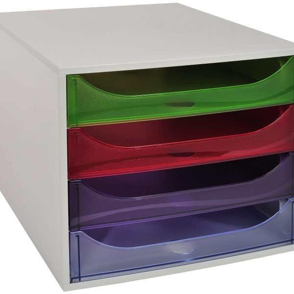 EXACOMPTA Schubladenbox 228699D ECOBOX 4 Schubladen, transp.