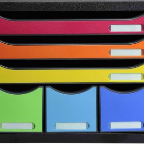 EXACOMPTA Schubladenbox Store-Box Maxi 306798D schwarz/Regenbogen, 6 Schubl.