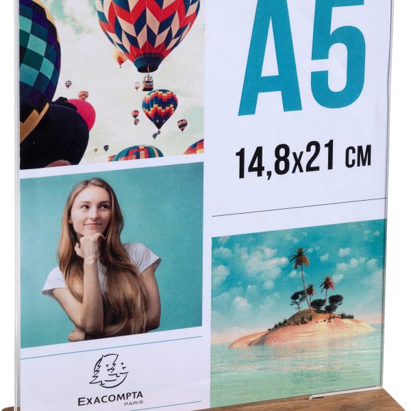 EXACOMPTA Tischaufsteller A5 85258D transparent, holzs. hoch