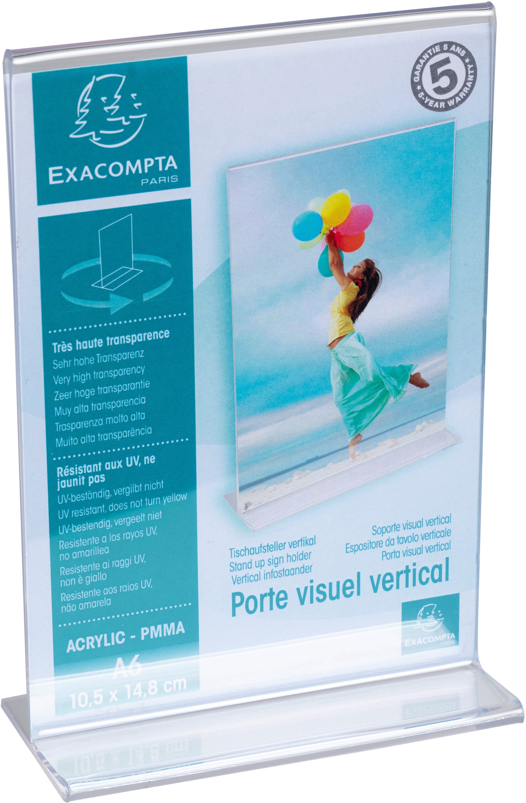 EXACOMPTA-86158D-9002493109308 EXACOMPTA Tischaufsteller A6 86158D transparent, T-Form hoch – Bild 1