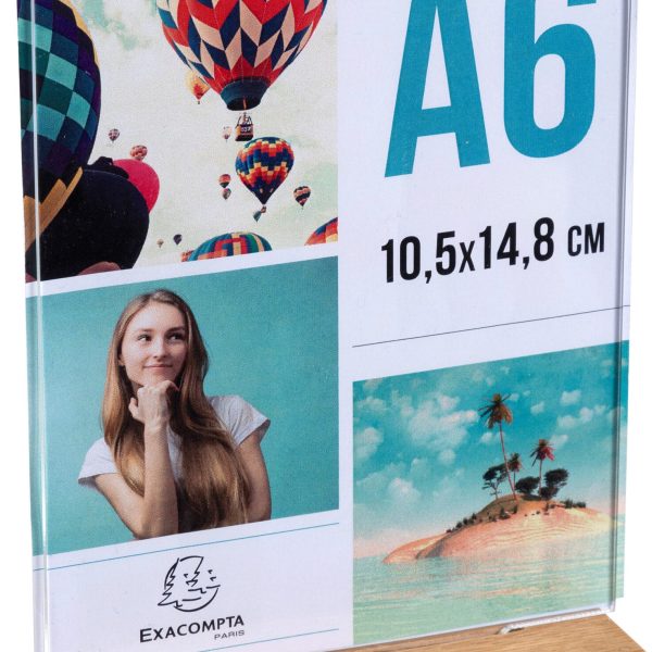 EXACOMPTA Tischaufsteller A6 86258D transparent, holzs. hoch