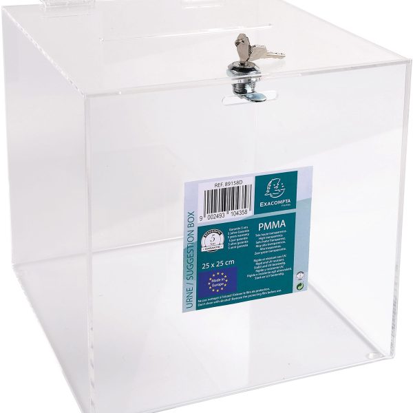 EXACOMPTA Einwurfbox 250x250x250mm 89158D transparent, abschliessbar