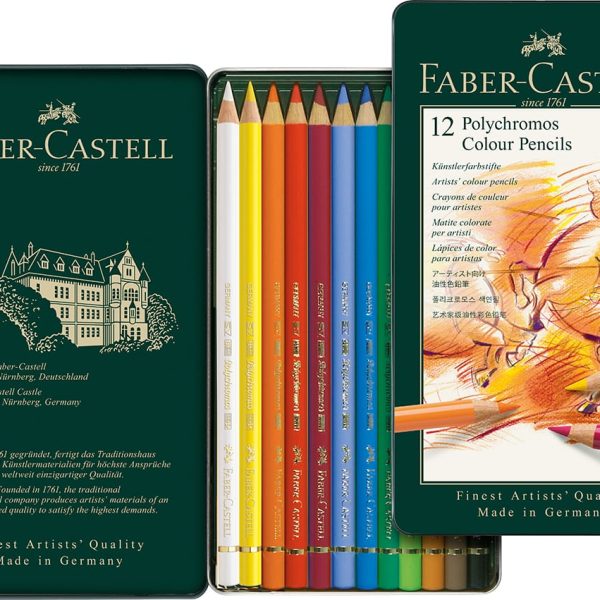 FABER-CASTELL Farbstift Polychromos 110012 12er Metalletui