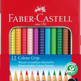 FABER-CASTELL Farbstifte Colour Grip 112413 12 Farben Metalletui