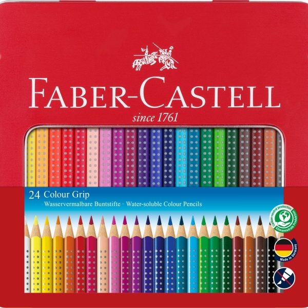 FABER-CASTELL Farbstifte Colour Grip 112423 24 Farben Metalletui