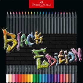 FABER-CASTELL Farbstifte Black Edition 116425 24 Farben, Metalletui