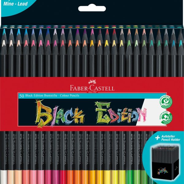 FABER-CASTELL Farbstifte Black Edition 116450 Kartonetui 50er