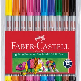 FABER-CASTELL Doppelfasermaler 1/3-5mm 151110 10 Farben, Etui