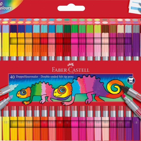 FABER-CASTELL Doppelfasermaler 151140 40 Farben, Etui