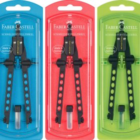 FABER-CASTELL Schnellverstellzirkel Factory 174335 Neonfarben im 3D Design