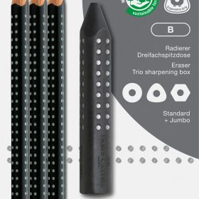 FABER-CASTELL Bleistift, Radierer, Spitzer B 580024 Grip Set 2001, schwarz