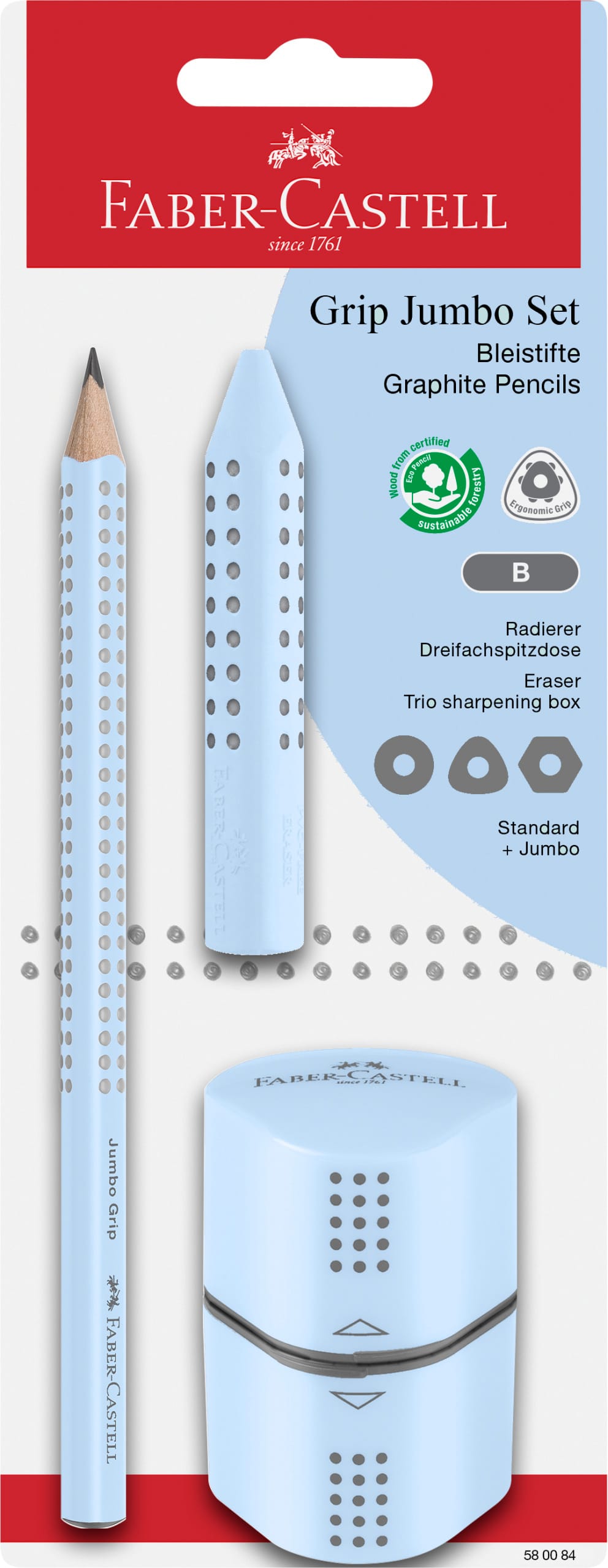 FABER-CASTELL-580084-4005405800848 FABER-CASTELL Schreibset Jumbo Grip B 580084 sky blue – Hochwertig & günstig bei ShopDeca
